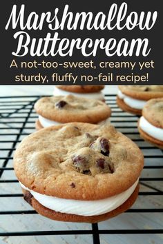 marshmallow buttercream cookies on a cooling rack with the title text overlay