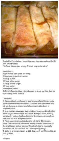 the recipe for apple pie bread is shown