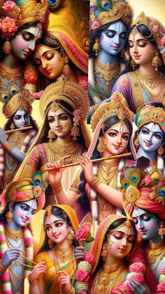 an image of hindu deities in different poses