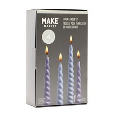 three candles are shown in the box for making them look like they have been lit