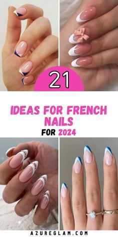 Almond Nails Tips French, Graphic French Nails, Trending French Nails 2024, French Nails Almond Design, Colorful French Manicure Designs, Mixed French Tip And Solid Nails, Latest French Tip Nails, Gel Tips Nails Ideas Short Almond, French Tip Nails Designs Classy