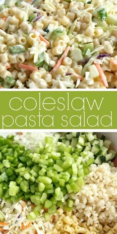 coleslaw pasta salad with celery and carrots