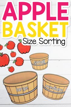 an apple basket size sorting activity for kids