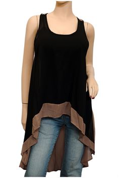 Plus Size Sheer High-Low Tank Top Black Brown Upcycling Clothing, Diy Kimono, Brown Photo, Plus Size Summer Fashion, Sewing Top, Clothing Upcycle, Womens Clothing Websites, Recycled Clothing