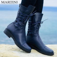 Please also leave a phone number for the shipping information. Thank you! I have made this amazing blue boots for those how wants to feel warm, comfortable, but in the same time - very elegant and fancy. I called them THE BLUE SEDUCTION - buy it, try it, and you will understand why. The perfect present for you, or for special women.  We also have these boots in black: https://www.etsy.com/listing/747227116/black-leather-boots-for-women-ties-boots >> Sizing<<  To choose a size that will fits to y Navy Round Toe Boots For Winter, Blue Leather Moto Boots For Fall, Navy Round Toe Boots For Fall, Boots For, Navy Blue Boots, Boots Low Heel, Navy Boots, Low Heel Boots, Women Ties