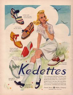 New! Print Advertisement 1941 Kedettes Womens Shoes Casual Fashion Color Combinations was just added to eBay. Check it out! #eBay #eBaySeller 1940s Shoes, Saddle Oxfords, Vintage Style Shoes, Fashion 1940s, Shoes Ads, 1940s Fashion, Mode Vintage, Vintage Summer, Cross Training