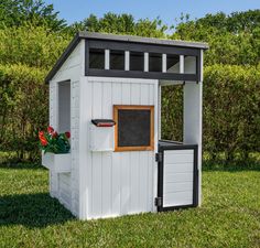 Caraway White Cottage Outdoor Playhouse Ideas, Playhouse Furniture, Kids Playhouse Outdoors, Half Doors, Grill Gazebo, Wooden Playhouse, Playhouse Outdoor, White Cedar, Gazebo Pergola