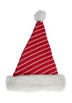 Make your holiday outfit complete with this rustic cabin lodge Santa hat. Features a red and white striped pattern with a faux fur pom pom and cuff makes for a novel look for the woodland or ski lodge Santa. You can wear this on the holidays or even give away as a gift! Features: Red and white Santa hat Striped pattern with red tinsle accents Faux fur pom pom and cuff Recommended for indoor use Dimensions: 18H X 0.50W X 12D Head opening circumference: 22" Materials: fabric | Northlight 17Inch Re Hat With Pom Pom, Red Costume, Santa Claus Hat, Cabin Lodge, Ski Lodge, Holiday Outfit, Faux Fur Pom Pom, Christmas Costumes, Rustic Cabin