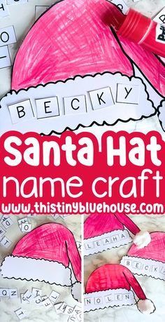 santa hat name craft for kids to make