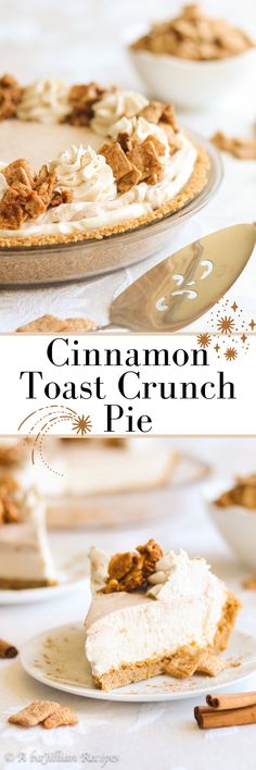 a slice of cinnamon toast crunch pie on a plate