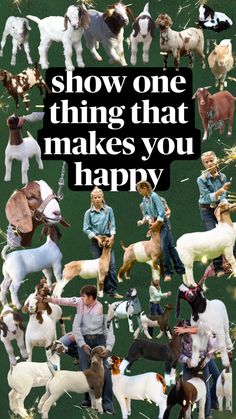 a collage of dogs and people with the words show one thing that makes you happy