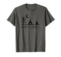 PRICES MAY VARY. keep it simple camping tshirt this cool minimalist tee shirt with a cute tree, tent and campfire design is the perfect gift idea for every camper and scout who loves to camp. apparel for outdoor adventurers, who love hiking and exploring nature. Lightweight, Classic fit, Double-needle sleeve and bottom hem Campfire Design, Simple Camping, T Shirt Sayings, Camping Tshirt, Cute Tree, Tree Tent, Tshirts Design, Family Reunion Shirts, Funny T Shirt Sayings