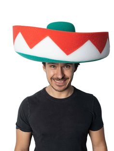 Mexican Hat - Foam Party Hats Inc Fun Costume Hats With Curved Brim For Parties, Fun Party Costume Hat With Curved Brim, Fun Wide Brim Party Costume Hats And Headpieces, Novelty Brimmed Costume Accessories For Party, Fun Brimmed Costume Hats For Parties, Fun Wide Brim Costume Hats And Headpieces For Party, Novelty Wide Brim Costume Hat One Size, Fun Hats For Carnival Costume, Novelty Hats For Costume Party And Carnival