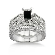 a black and white diamond wedding ring set