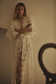 Lace Bridal Robe, Contemporary Bridal, Anthropologie Wedding, Wedding Robe, Flowy Sleeves, Bhldn Weddings, Bridesmaid Robes, Bridal Robes, Wedding Dresses Romantic