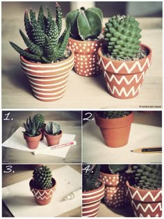 how to make a potted cactus plant with polka dots and chevron stripes on it