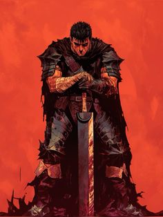 Guts, Berserk, art, red art, wallpaper, red poster, berserkposter, poster, manga, anime, colored manga, miyamoto, thorfinn, masculine, gym Guts Manga Art, Guts Berserk Reference, Berserk Guts Art, Guts Colored Manga, Anime Colored Manga, Band Of The Hawk Berserk, Berserk Colored Manga, Guts Colored, Berserk Illustration