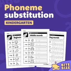 the phonice substitution worksheet is shown with two pages