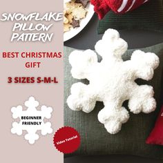 snowflake pillow pattern for christmas gift 3 sizes sm - l