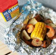 the food is prepared and ready to be eaten on the grilling sheet with tin foil