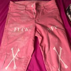 Customize Stack Pants Pink And White Birthday Pants Only Wore 3 Times Birthday Pants, Stack Pants, Pink And White Birthday, Wishlist Ideas, White Birthday, High Jeans, Pink And White, Pink White, Pink Ladies