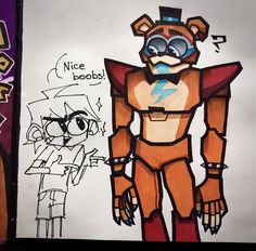 Hey freddy nice bo- Really Cool Drawings, Security Breach, Fnaf Characters, Happy Tree Friends, Anime Fnaf