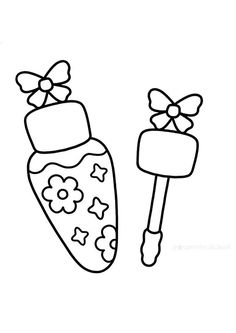 a coloring page with an image of a toothbrush and a candy bag on it