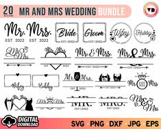 20 mr and mrs wedding svg files