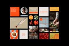 a collage of images with food and people in the middle one has an orange background