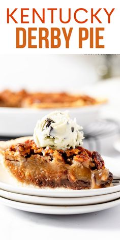 a slice of kentucky derby pie with whipped cream on top