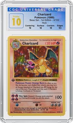 a pokemon card with the name charizard on it's front and back