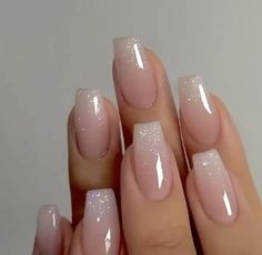 Beautiful Christmas Nails Ideas Winter, Short Acrylic Nails | Winter Nail 2023 Trends Sparkly Bridal Nails, Nokti Za Maturu, Formal Nails, Colorful Nails, Bride Nails, Pink Nail, Nails 2024, Prom Nails, Minimalist Nails