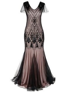 Pink 1920s Cap Sleeve Sequin Evening Dress Women 1920s, Plus Size Gowns Formal, Style Année 20, Robes Glamour, Robes Vintage, 파티 드레스, Plus Size Formal, Long Prom Gowns, Evening Dresses With Sleeves