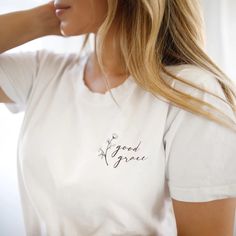 One Of A Kind 100% Cotton T-Shirt, Screen Printed ‘Good Grace’ Graphic Logo. Brand New, Size S-Xl Available. Logo With A, Graphic Logo, Casual Fit, Casual Fits, Printed Tees, Workout Tee, A Flower, Cotton T Shirt, Cotton Tshirt