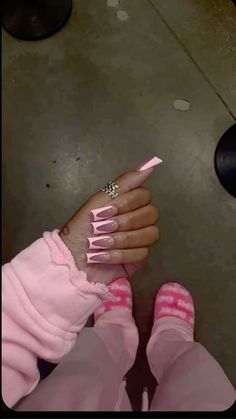 Stiletto Pinky And Square Nails, Medium Length Nails Simple, French Tip Nails Freestyle, Cute Long Nails Acrylic, Short Nails Ideas Baddie, French Tip Acrylic Nails With Charms, Valentines Nails Black Women, Baddie French Tip Acrylic Nails, French Tip Colorful Nails