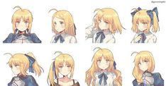 anime character poses with different hair styles