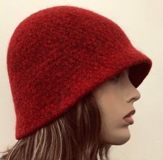 Red Felted Wool Beanie, Women's Red Cloche Hat, Unisex Wool Beanie, handmade in your size Riding Hood Costume, Wool Cloche Hat, Red Riding Hood Costume, Felted Hat, Red Felt, Wool Beanie, Cloche Hat, Winter Nights, Red Hat