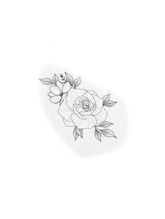 a drawing of a rose with leaves on it's side and one flower in the middle