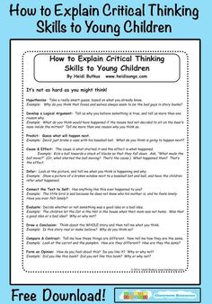 the book how to explain critical thinking skills for young children