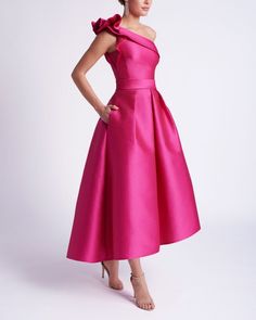 Sorie Dresses, Vestidos Color Fucsia, Elegant Dresses Cocktail, Raspberry Wine, Cocktail Dress Elegant, A Line Cocktail Dress, One Shoulder Cocktail Dress, Cocktail Outfit