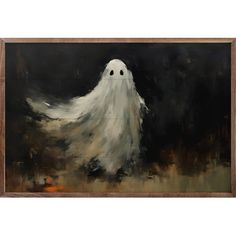 a painting of a white ghost on a black background