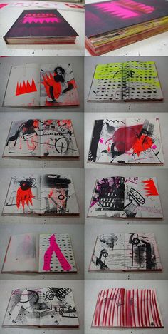 several pictures of different types of art work on books with text overlaying them