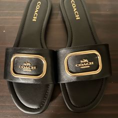 Brand New Coach Slippers. Never Worn. Comes With Original Box Coach Slippers, Coach Slides, Slippers Outfit, Cute Sandals, Slides Shoes, Coach Shoes, Me Too Shoes, Slides, Original Box