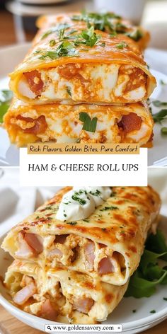 ham and cheese roll ups on a plate