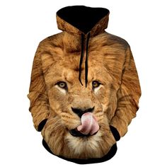 Lion Patterned 3D Animal Hoodie - Yellow - 3F43022312 - Men's Clothing, Men's Hoodies & Sweatshirts  #MensHoodiesSweatshirts #Men's #Clothing # #Men's #Hoodies #& #Sweatshirts Hipster Outfits Winter, Man Street Style, Lion Eyes, 3d Lion, Eye Hoodie, Animal Hoodie, Lion Face, Lion Print, Hipster Outfits