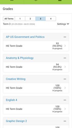 an iphone screenshot showing the grade 4 and 6 math test results for each student