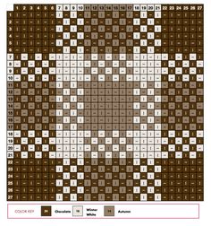 a cross stitch pattern with brown and white squares in the center, as well as numbers