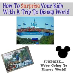 the entrance to disney world with an image of mickey mouse's castle and other things