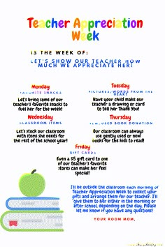 a poster with an apple on top of books and the words teacher appreciation week written below it