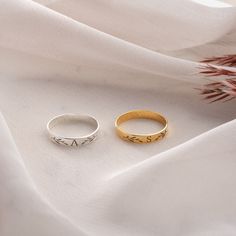 Custom Olive Branch Band Ring - A Botanical Celebration of Your Love - Cute Olive Branch Ring - Flower Ring Make it uniquely yours by personalizing this  ring with your initials. The engraved initials add a touch of sentimentality, creating a bespoke piece that tells your story in a subtle and sophisticated way. Inspired by the graceful olive branch, this ring is a botanical masterpiece. Its slim design makes it perfect for stacking, allowing you to create a personalized combination that reflect Olive Branch Ring, Wedding Ring Silver, Dainty Wedding, Silver Ring Band, Dainty Wedding Ring, Branch Ring, Engraved Initials, Ring Flower, Letter Ring